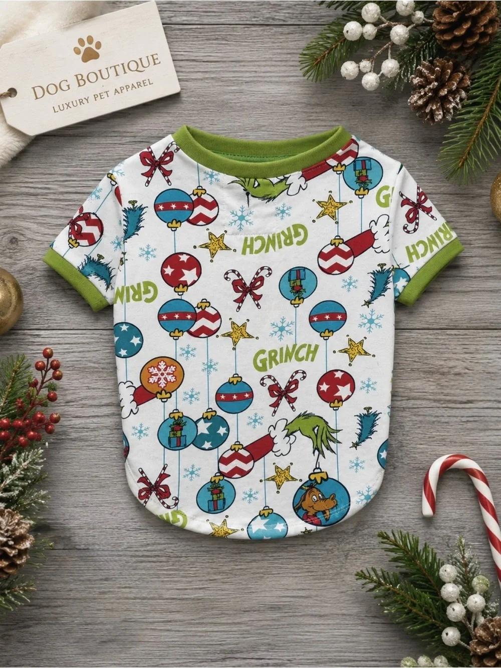 NWT Grinch Christmas Dog Shirt | Holiday Dog Tee Size: Medium | Pet Apperal